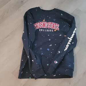 NWT Fresno State Bulldogs Champion Splatter Paint Sweat Shirt